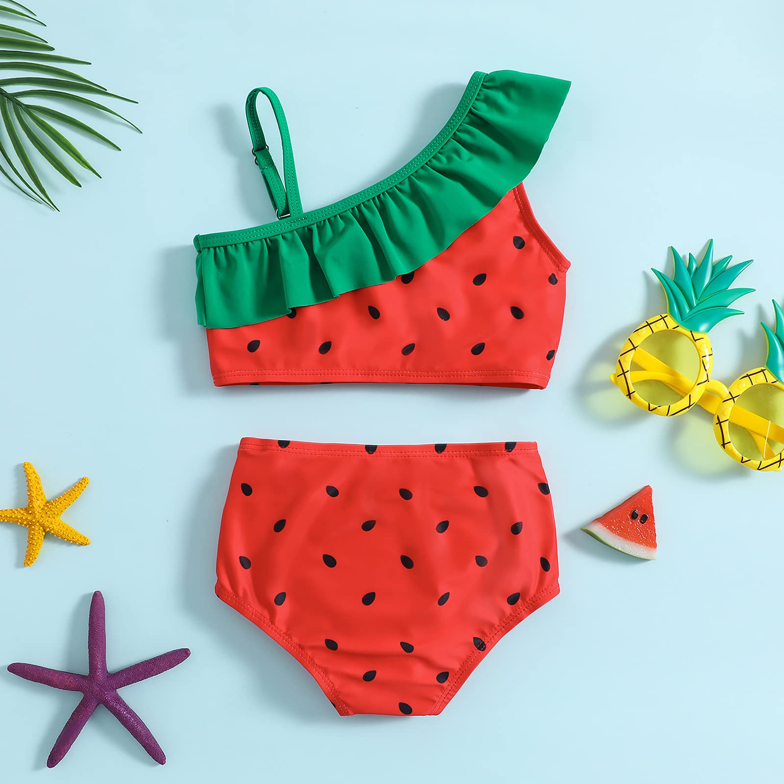 Little Girls Two Pieces Swimsuits Cute Ruffle Bikini Set Hawaiian Beach Sport Bathing Suit Set Pool Swimwear - Image 3