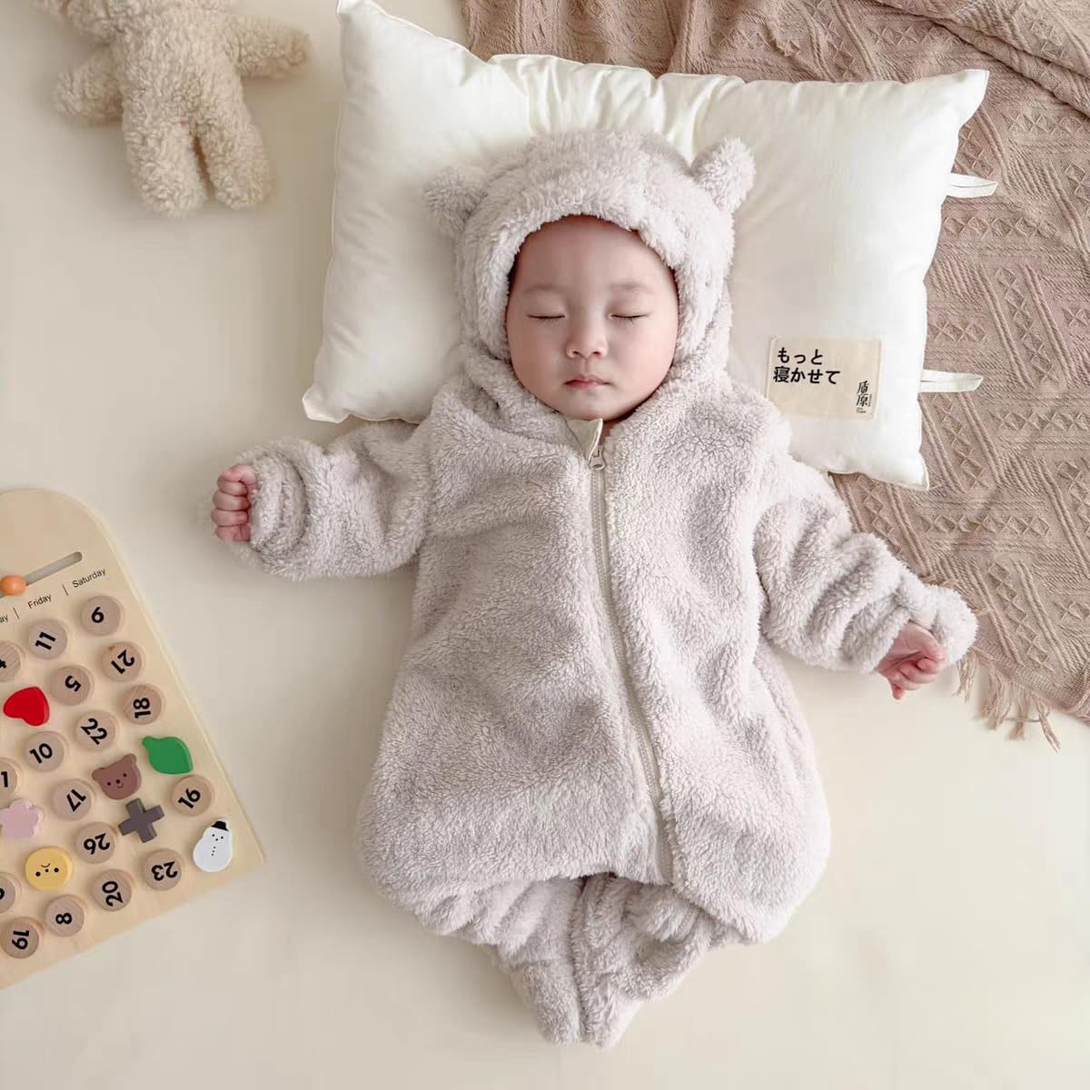 Newborn Baby Romper Fleece Onesie Jumpsuit Toddler Warm Hooded Outwear Outfits for Infant - Image 5