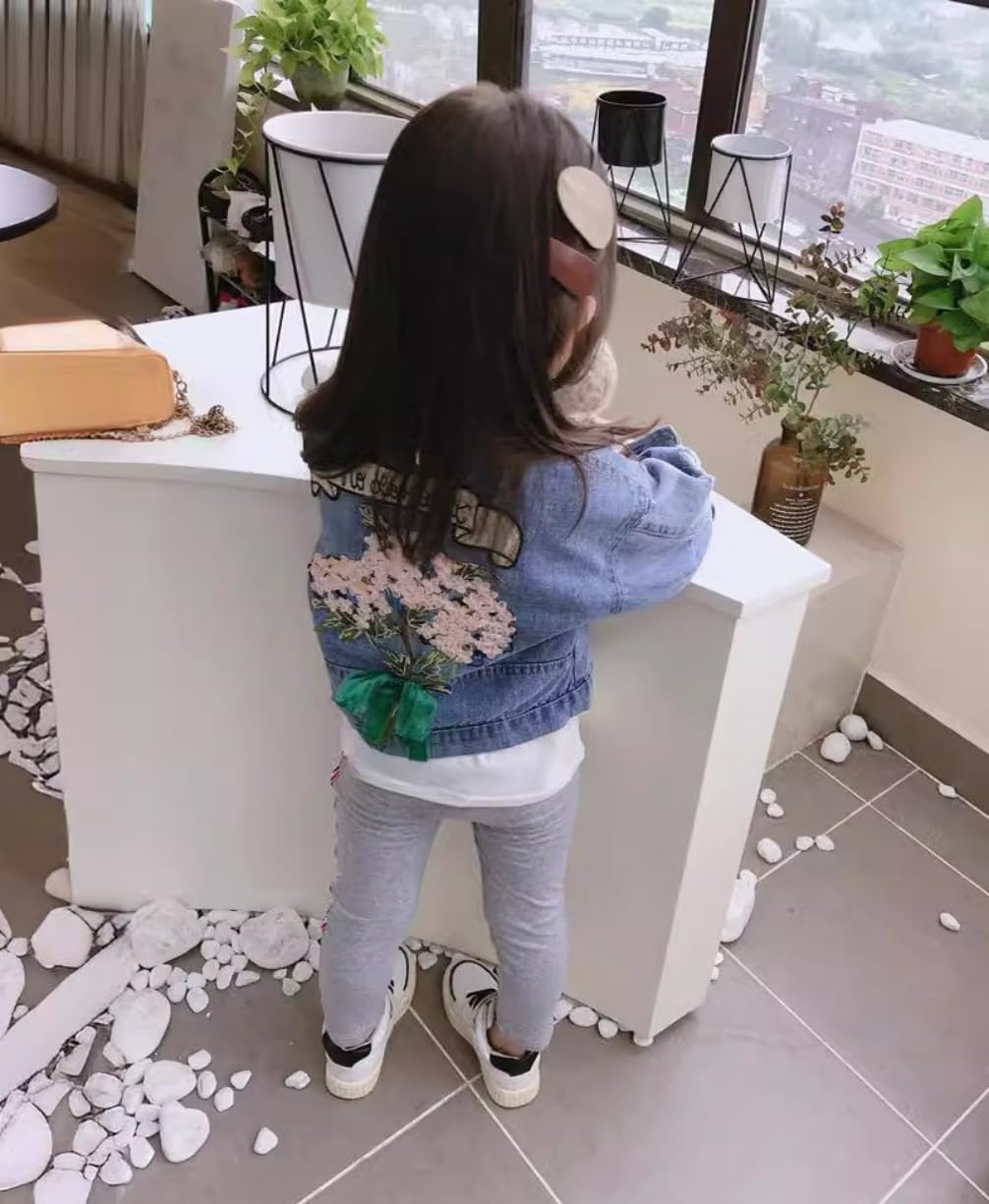 Ohrwurm Girls Pearl Jean Jacket Toddler Denim Jacket Kids Button Down Denim Top Coat Embroidered Outwear - Image 3