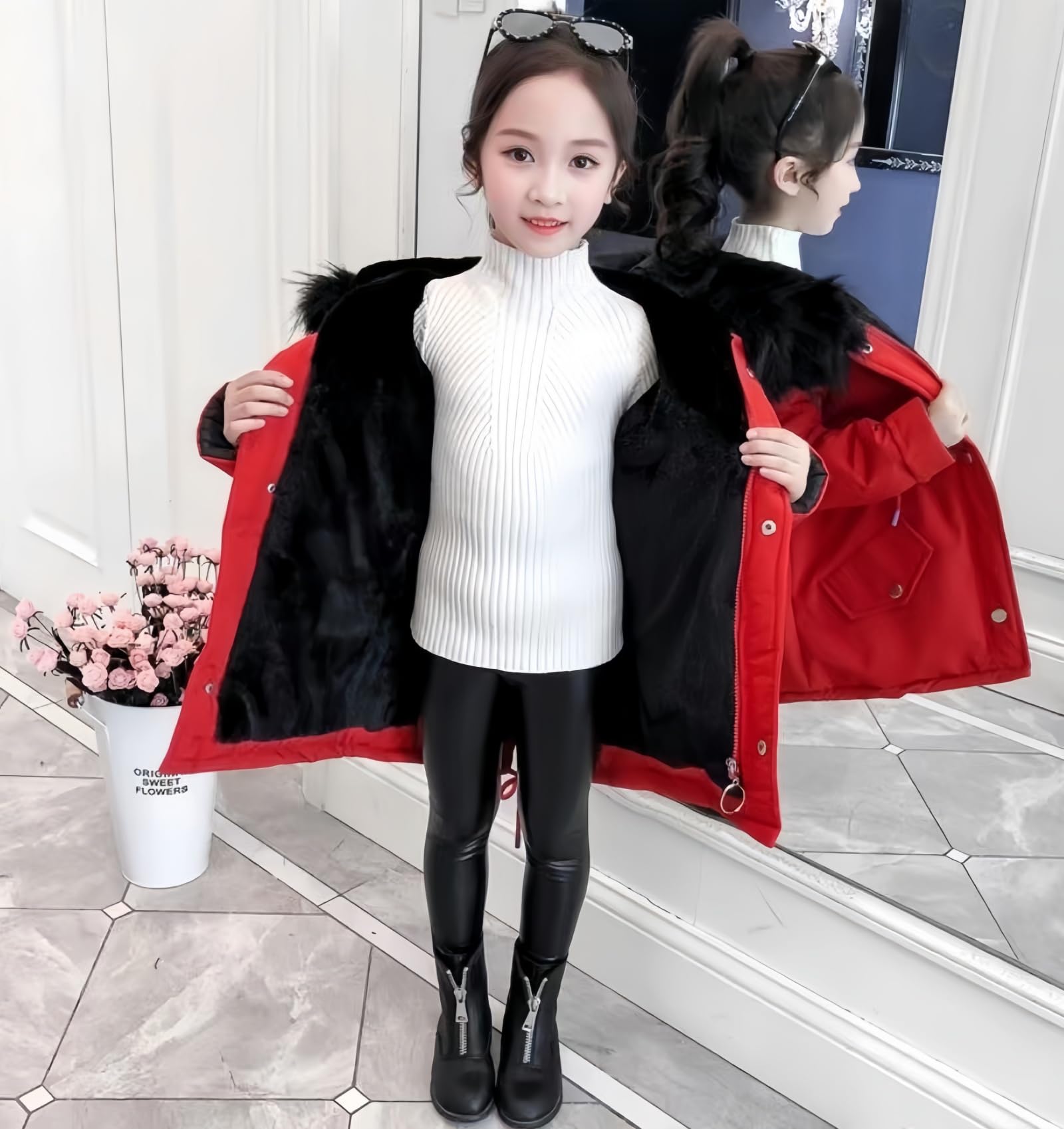 Ohrwurm Girls Winter Coat Heavyweight Hooded Puffer Jacket Kid Parka Fleece Snow Outwear - Image 4