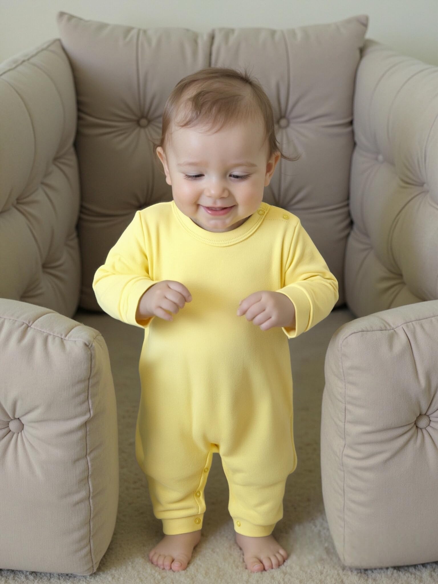 Ohrwurm Newborn Baby Cotton Jumpsuit Romper, Hospital Outfit for Girls Boys, Toddler One-Piece Shirt Bodysuit with Buttons - Image 7