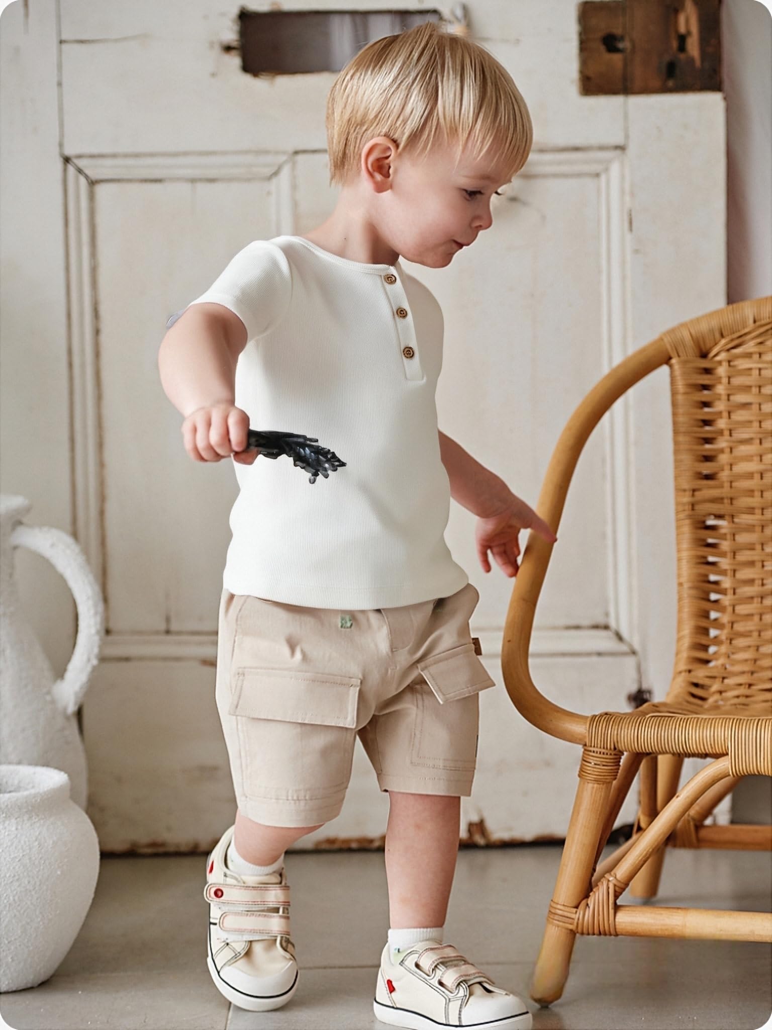 Ohrwurm Toddler Henley Shirt Ribbed Cotton Top for Boys Girls Soft Breathable Short Sleeve T-Shirt with Button - Image 3