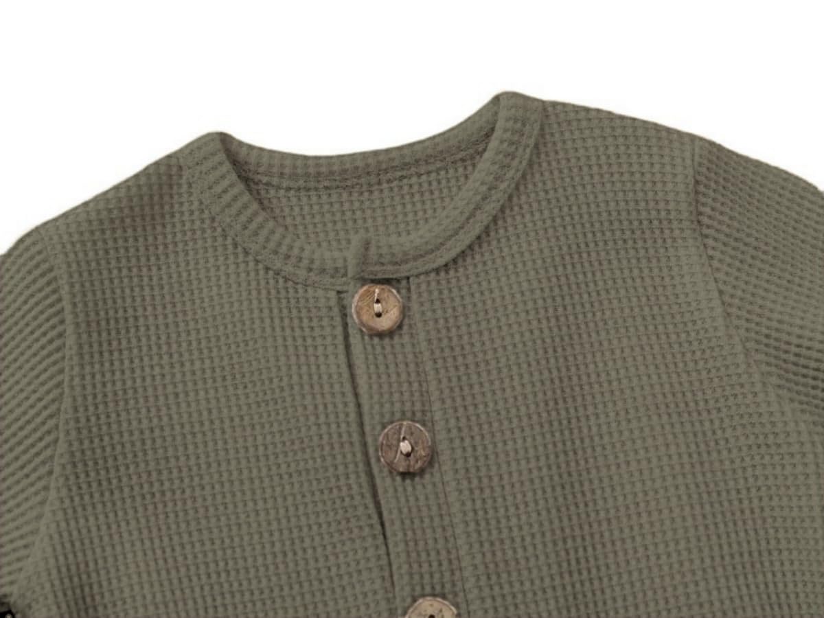 Ohrwurm Unisex Baby Knit Cotton Romper Newborn Solid Outfit Toddler Long Sleeve One-Piece with Snap Buttons for Boy Girl - Image 3